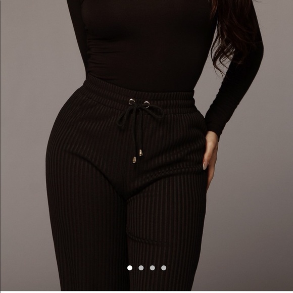 JLUXLABEL | Black Kaycee Ribbed Wide Leg Pant - Picture 3 of 4